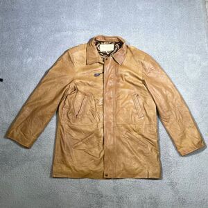 Vintage Simon B Leather Jacket Men's Tan Italian Full Zip Euro 58